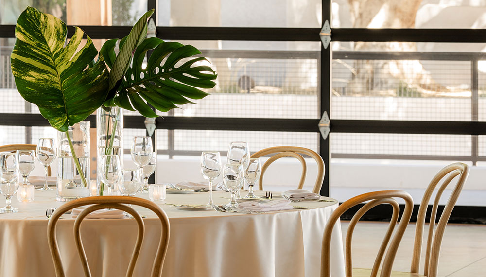 Reception set-up in event space at Kimpton Miralina