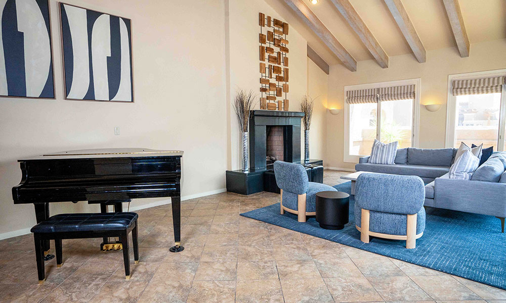 Goldwater Residence seating area and piano at Kimpton Miralina