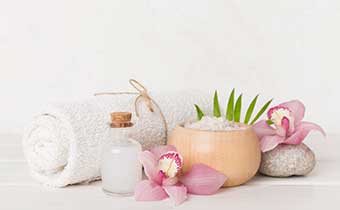 towel with bath salts
