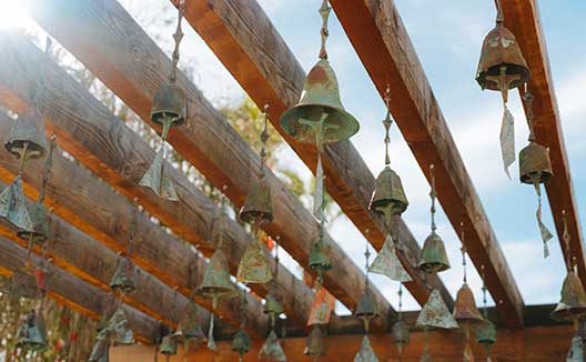 Cosanti bells on a pergola